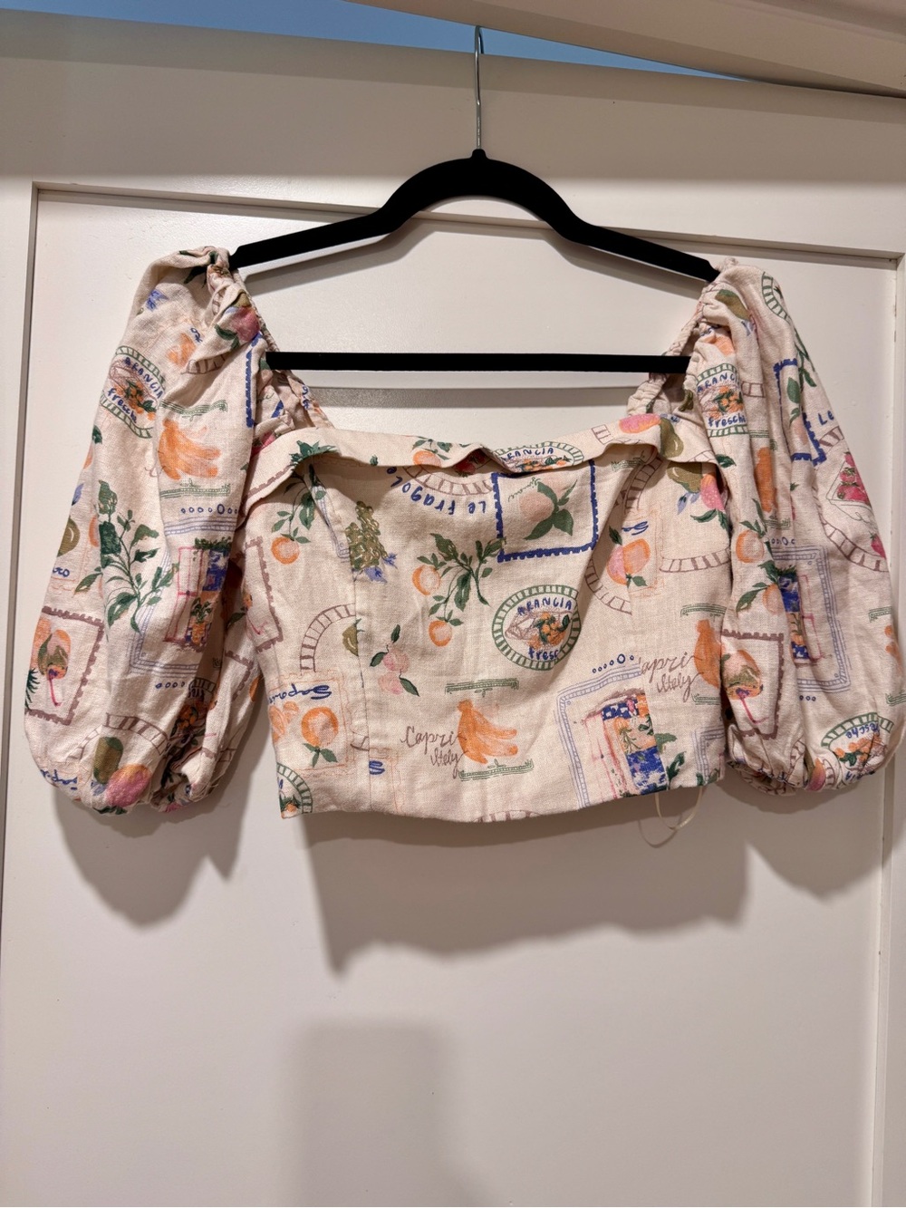 Abercrombie Linen-Blend Puff Sleeve Top - Small